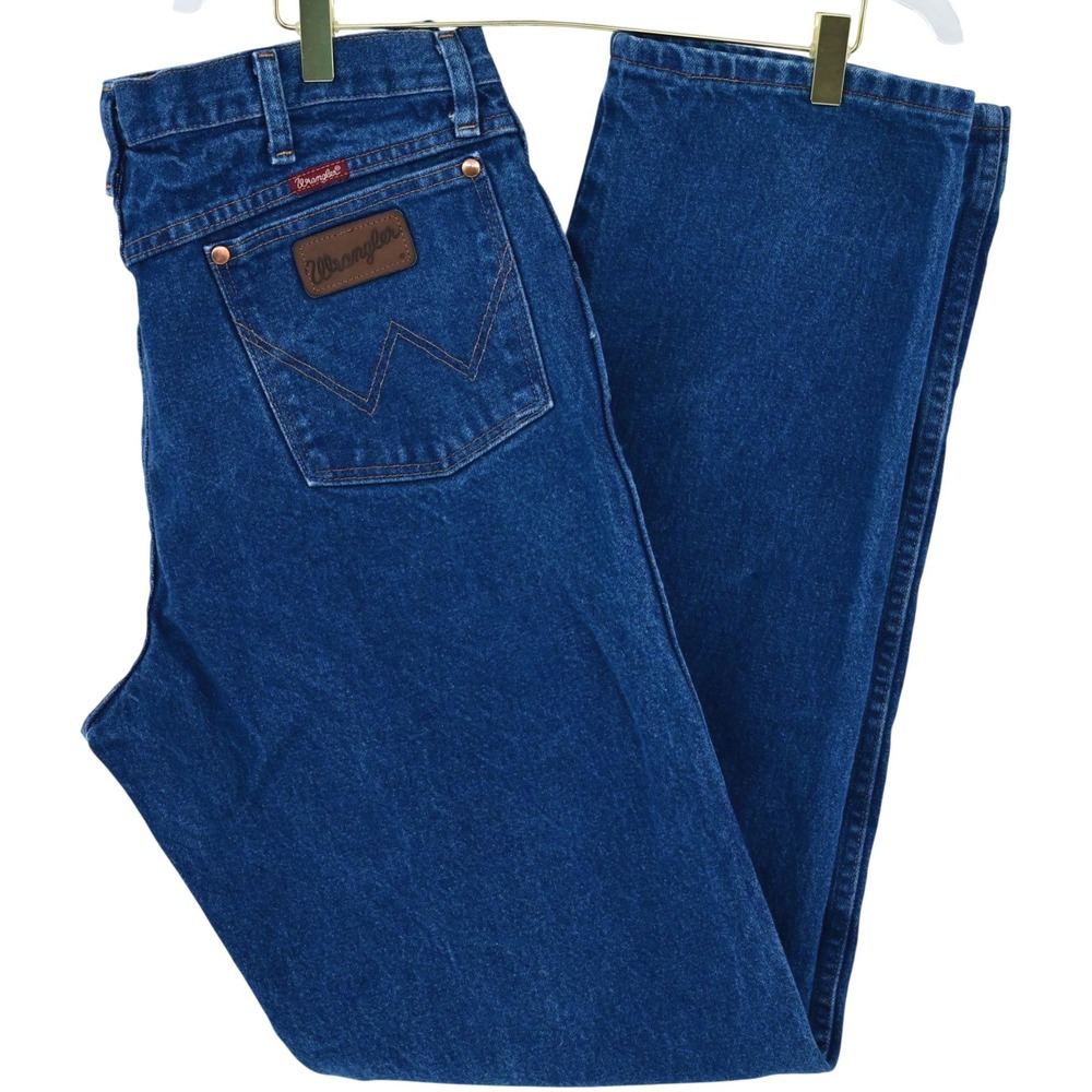 Wrangler 13MWZGK Cowgirl/Ranch Fit Men's Jeans 35×36 Blue Denim Western USA